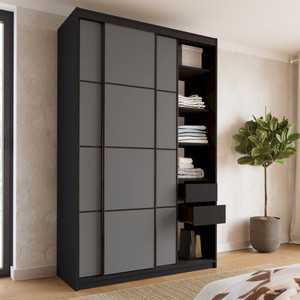 Wysoka trzydrzwiowa szafa przesuwna 150 cm LOFT MAX grafit