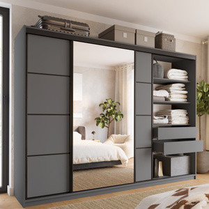 WYPRZEDAŻ Duża szafa przesuwna z lustrem i szufladami 280 cm LOFT