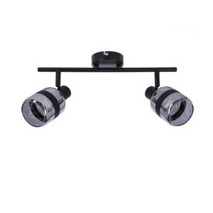 Lampa sufitowa listwa 2-punktowa do salonu YUKI czarny z dymionym kloszem