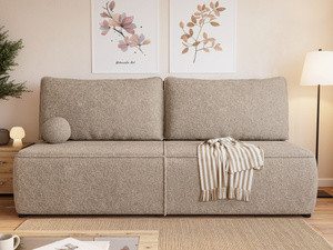Sofa z funkcją spania i pojemnikiem na pościel do salonu FELIA boucle