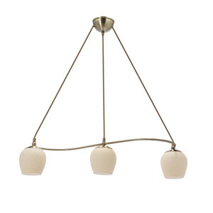 Patynowa lampa wisząca z kremowym kloszem do salonu SERANO 3 płomienie