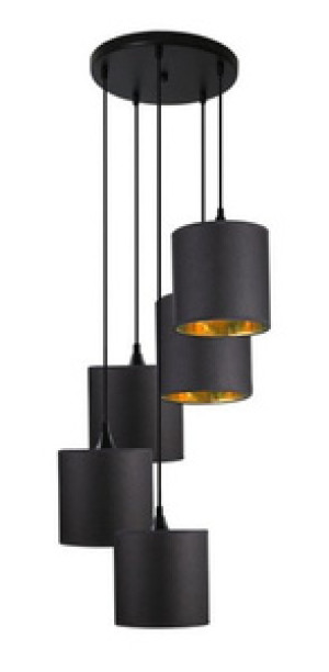 Czarna lampa wisząca talerz 5xE14 do salonu LONG metal