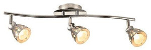 Chromowana lampa sufitowa spot 3-punktowa na listwie do salonu PARADA