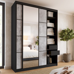 WYPRZEDAŻ Wysoka szafa przesuwna z lustrem 180 cm LOFT MAX beton
