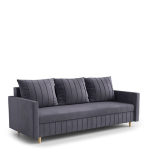 Welurowa sofa z funkcją spania i pojemnikiem do salonu FOCUS
