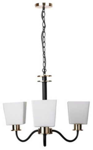 Czarna lampa wisząca 3-punktowa do salonu SCHUBERT szkło-metal E27
