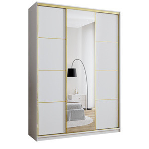 WYPRZEDAŻ Biała szafa z lustrem i szufladami 180 cm GOLD NEW MAX