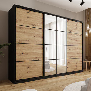 WYPRZEDAŻ Loftowa szafa przesuwna 280 cm z lustrem i półkami EDGE