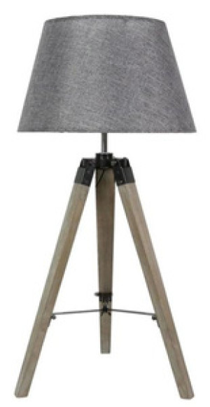 Szara lampka stołowa do gabinetu z kloszem 35 cm LUGANO drewno
