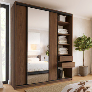 WYPRZEDAŻ Wysoka szafa przesuwna z lustrem 200 cm do sypialni LOFT MAX orzech
