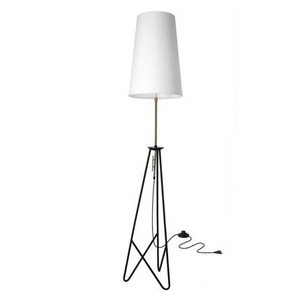Złota lampa podłogowa 1xE27 do salonu TAFLO z białym abażurem