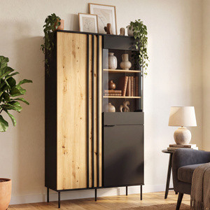 Witryna do salonu przeszklona 110 cm RUSTICA czarna