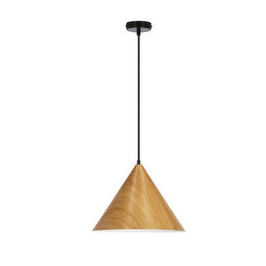 Brązowa lampa wisząca do salonu DUNCA klosz jasny dębowy 1xE27