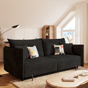 Czarna sofa do salonu sztruksowa z funkcją spania CALMO