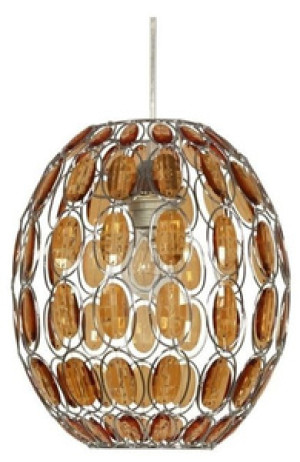 Pomarańczowa lampa wisząca z kryształkami do salonu SELMA metal