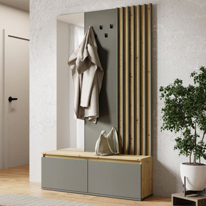 Garderoba do przedpokoju DORIOS dąb artisan front szary grafit
