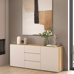 Komoda do salonu 150 cm z szufladami CRISS dwudrzwiowa kaszmir