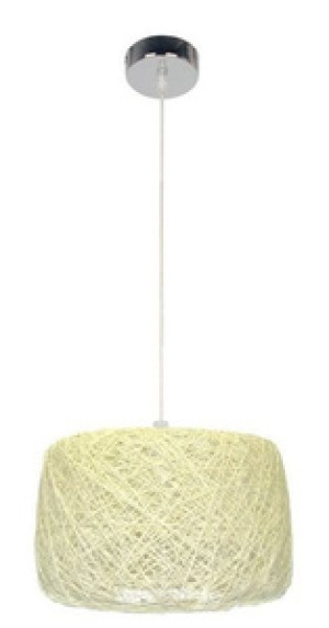 Kremowa lampa wisząca sufitowa regulowana do salonu PANDA rattan metal
