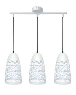 Biała lampa wisząca loft z regulacją wysokości do salonu SABRIN metal