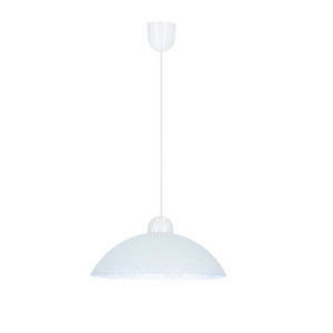 Biała lampa wisząca sufitowa z regulacją wysokości do salonu BILBAO metal szkło