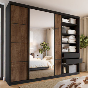 WYPRZEDAŻ Duża szafa przesuwna z lustrem 280 cm LOFT MAX z szufladami
