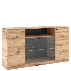 Komoda z witryną 160 cm dwudrzwiowa do salonu ERIS dąb artisan