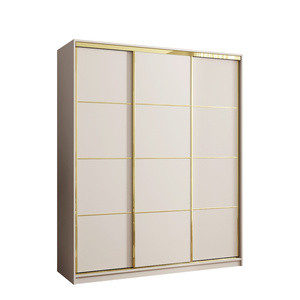 WYPRZEDAŻ Beżowa trzydrzwiowa szafa do sypialni 180 cm GOLD NEW