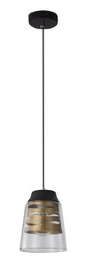 Czarna złota lampa wisząca szklany klosz do salonu FRESNO metal