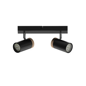 Czarna lampa sufitowa 2-punktowa do salonu LAGOS drewno