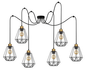 Czarna złota lampa wisząca sufitowa do salonu PRIMO metal