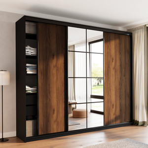 WYPRZEDAŻ Wysoka szafa przesuwna z lustrem 280 cm do sypialni EDGE MAX orzech