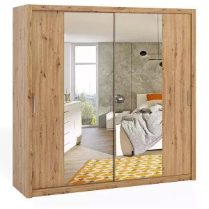 Szafa przesuwna z lustrami 220 cm Dąb artisan BELLA