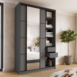 Wysoka szafa przesuwna z lustrem 150 cm LOFT MAX z szufladami