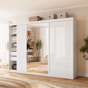 WYPRZEDAŻ Szafa przesuwna z lustrem 280 cm do sypialni VITA biały połysk