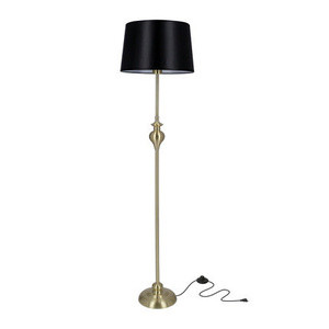 Czarna lampa podłogowa do salonu Prima Gold złoty satynowy E27 metal