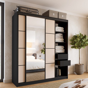 WYPRZEDAŻ Szafa przesuwna z lustrem do przedpokoju 180 cm LOFT beż piaskowy