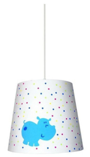 Biało-niebieska lampa wisząca dziecięca regulowana do pokoju HIPPO płótno