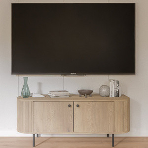 Nowoczesna dwudrzwiowa szafka RTV do salonu 123 cm OVENTO dąb cremona