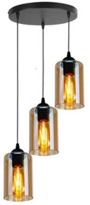 Czarna lampa wisząca 3-punktowa do salonu BISTRO szkło metal