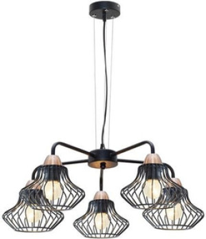 Czarna lampa wisząca sufitowa 5-punktowa do salonu ALEN metal