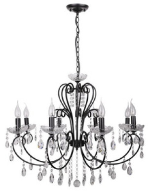 Czarna lampa wisząca glamour z kryształami do salonu AURORA metal