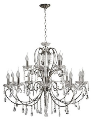 Srebrny żyrandol lampa wisząca z kryształami do salonu AURORA metal