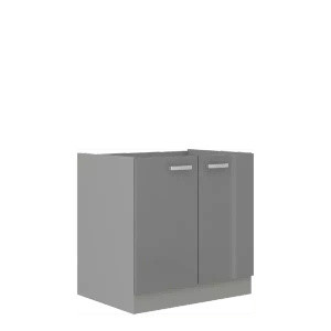 Nowoczesna szafka pod zlewozmywak szary połysk 80 cm SILVER