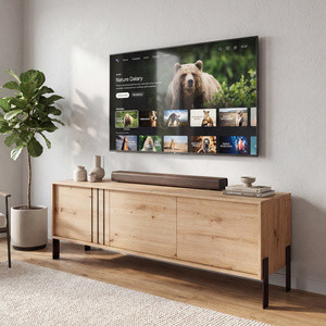 Trzydrzwiowa szafka RTV 150 cm pod TV do salonu NUVIO dąb artisan
