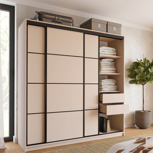WYPRZEDAŻ Duża szafa przesuwna do sypialni 200 cm LOFT beż piaskowy