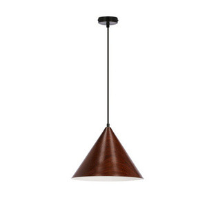 Brązowa lampa wisząca do salonu DUNCA klosz ciemny orzechowy