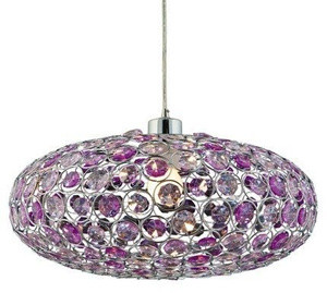 Fioletowa lampa sufitowa wisząca regulowana do salonu CRISTY metal