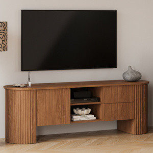 Szafka pod telewizor ryflowana do salonu 180 cm orzech lincoln CEDRO