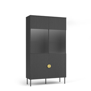Czarna witryna do salonu 107 cm dwudrzwiowa przeszklona MIRADO