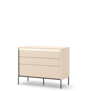 Beżowa komoda do sypialni salonu 104cm z szufladami oświetlenie TREND